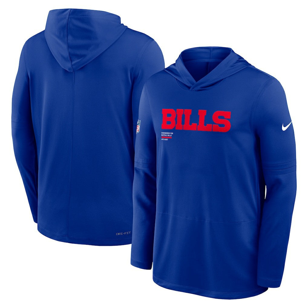 Buffalo Bills Big & Tall Sideline Dri-FIT Long Sleeve Hoodie T-Shirt - Royal Hoodies