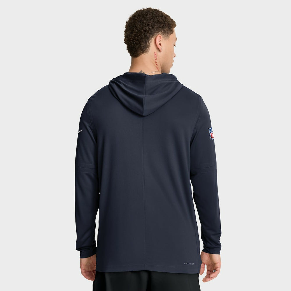 Chicago Bears Big & Tall Sideline Dri-FIT Long Sleeve Hoodie T-Shirt - Navy Hoodies