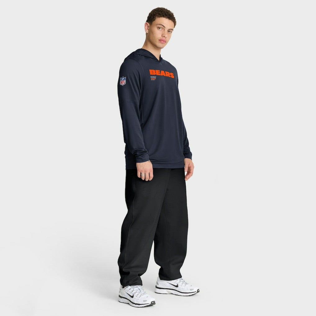 Chicago Bears Big & Tall Sideline Dri-FIT Long Sleeve Hoodie T-Shirt - Navy Hoodies