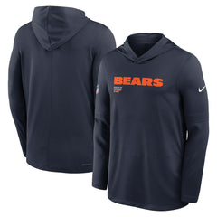 Chicago Bears Big & Tall Sideline Dri-FIT Long Sleeve Hoodie T-Shirt - Navy Hoodies