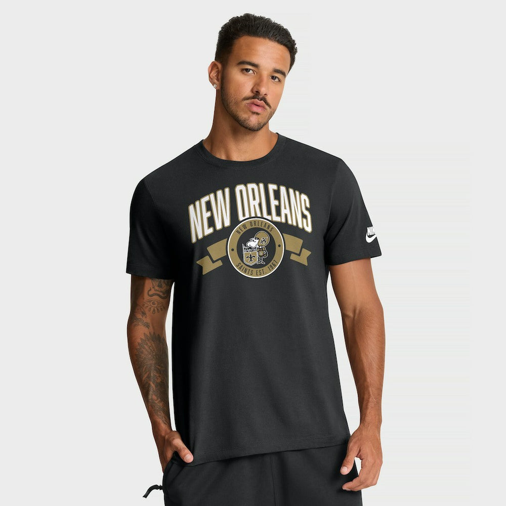 New Orleans Saints Rewind Front and Back Hit Essential T-Shirt - Black T-shirts