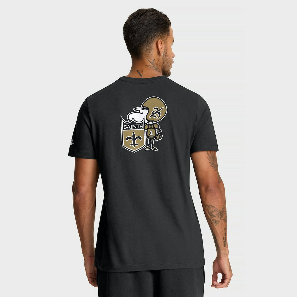 New Orleans Saints Rewind Front and Back Hit Essential T-Shirt - Black T-shirts