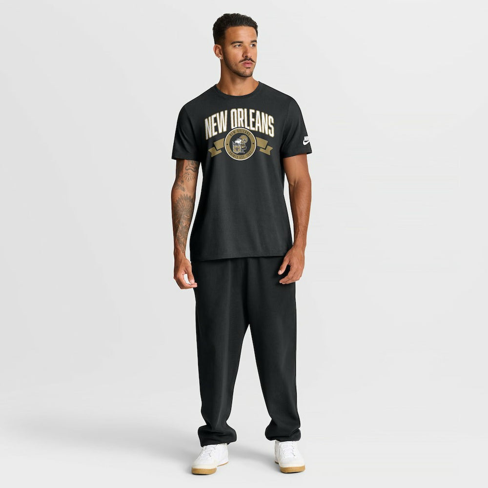 New Orleans Saints Rewind Front and Back Hit Essential T-Shirt - Black T-shirts