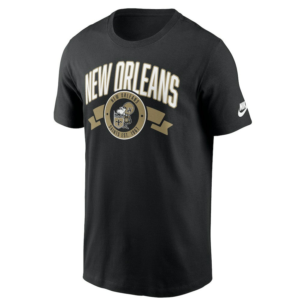 New Orleans Saints Rewind Front and Back Hit Essential T-Shirt - Black T-shirts