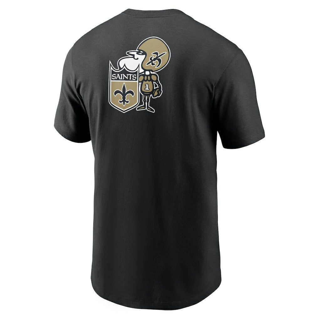 New Orleans Saints Rewind Front and Back Hit Essential T-Shirt - Black T-shirts