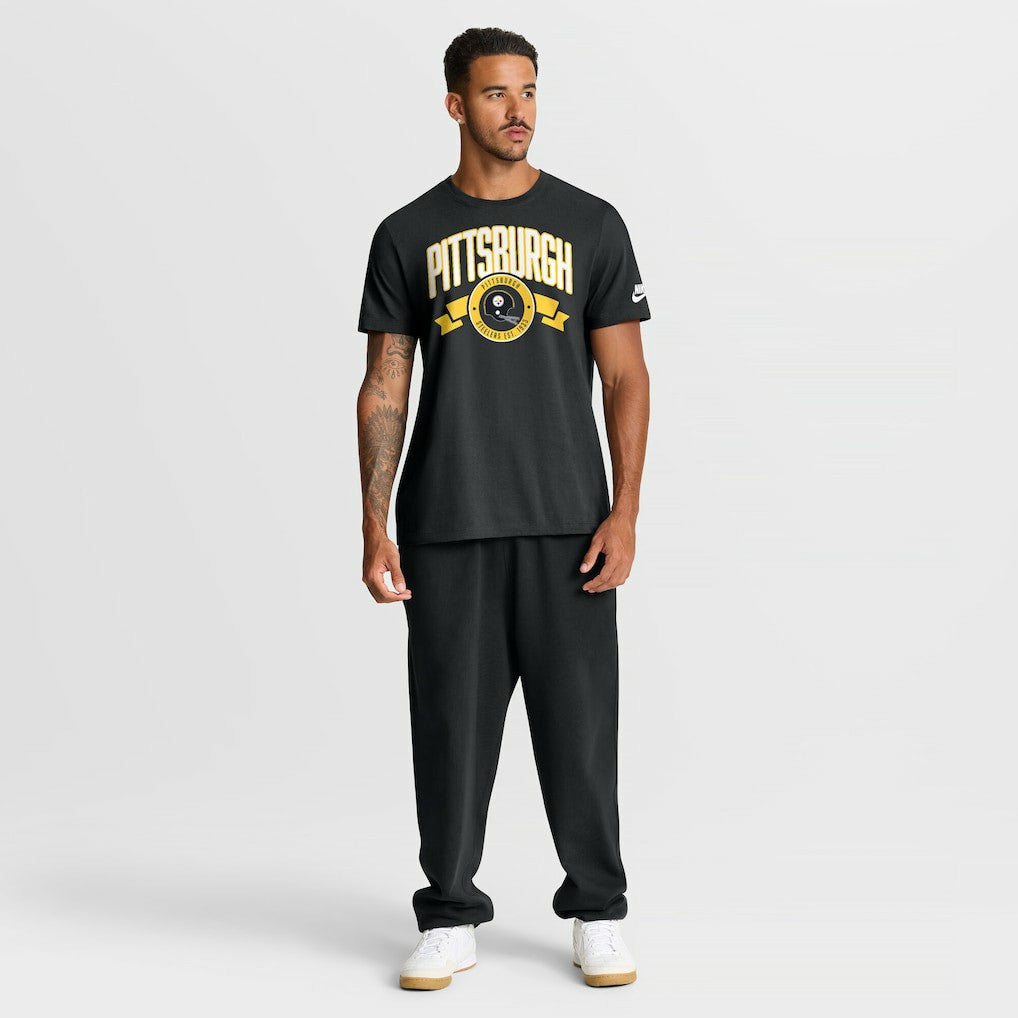Pittsburgh Steelers Rewind Front and Back Hit Essential T-Shirt - Black T-shirts
