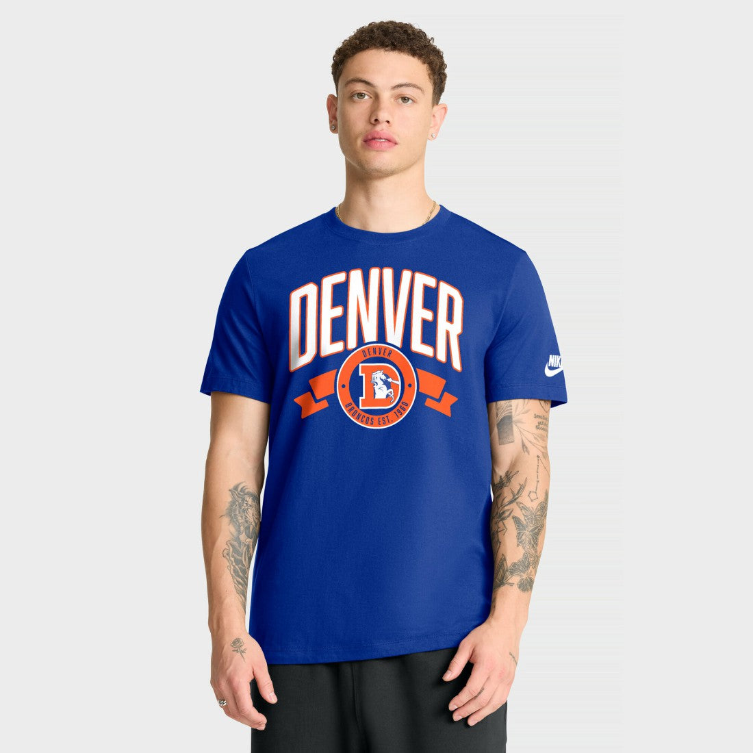 Denver Broncos Rewind Front and Back Hit Essential T-Shirt - Royal T-shirts
