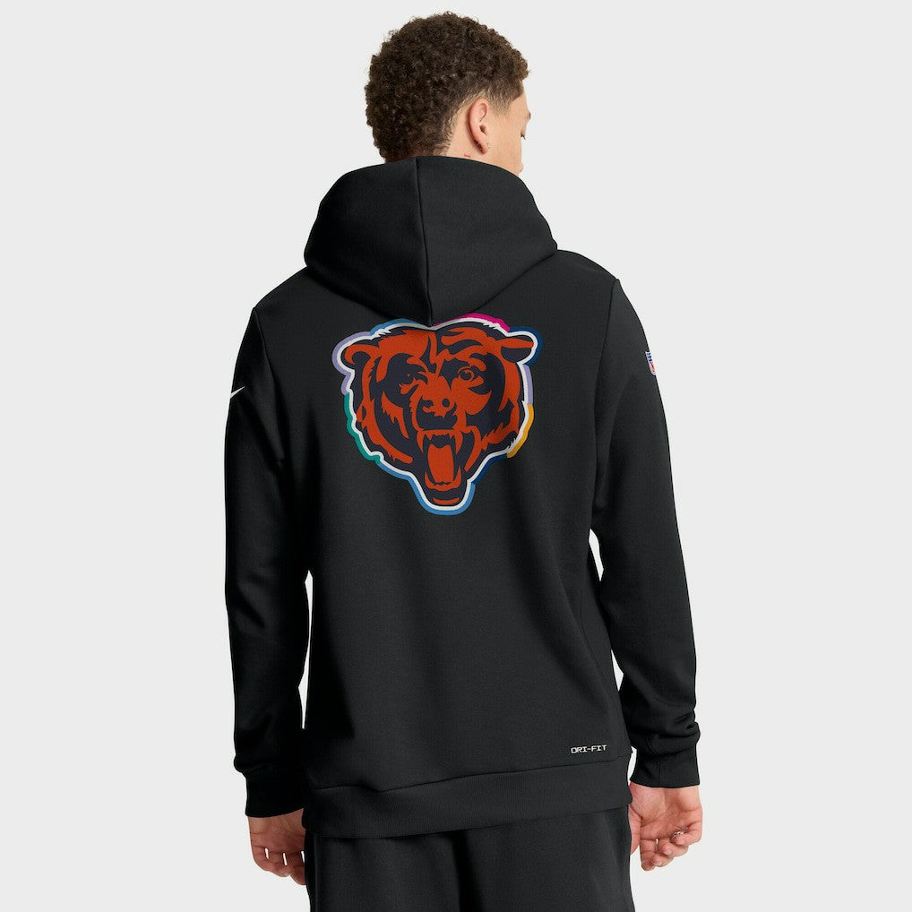 Chicago Bears Tall 2025 NFL Crucial Catch Sideline Standard Issue Dri-FIT Hoodie - Black Hoodies