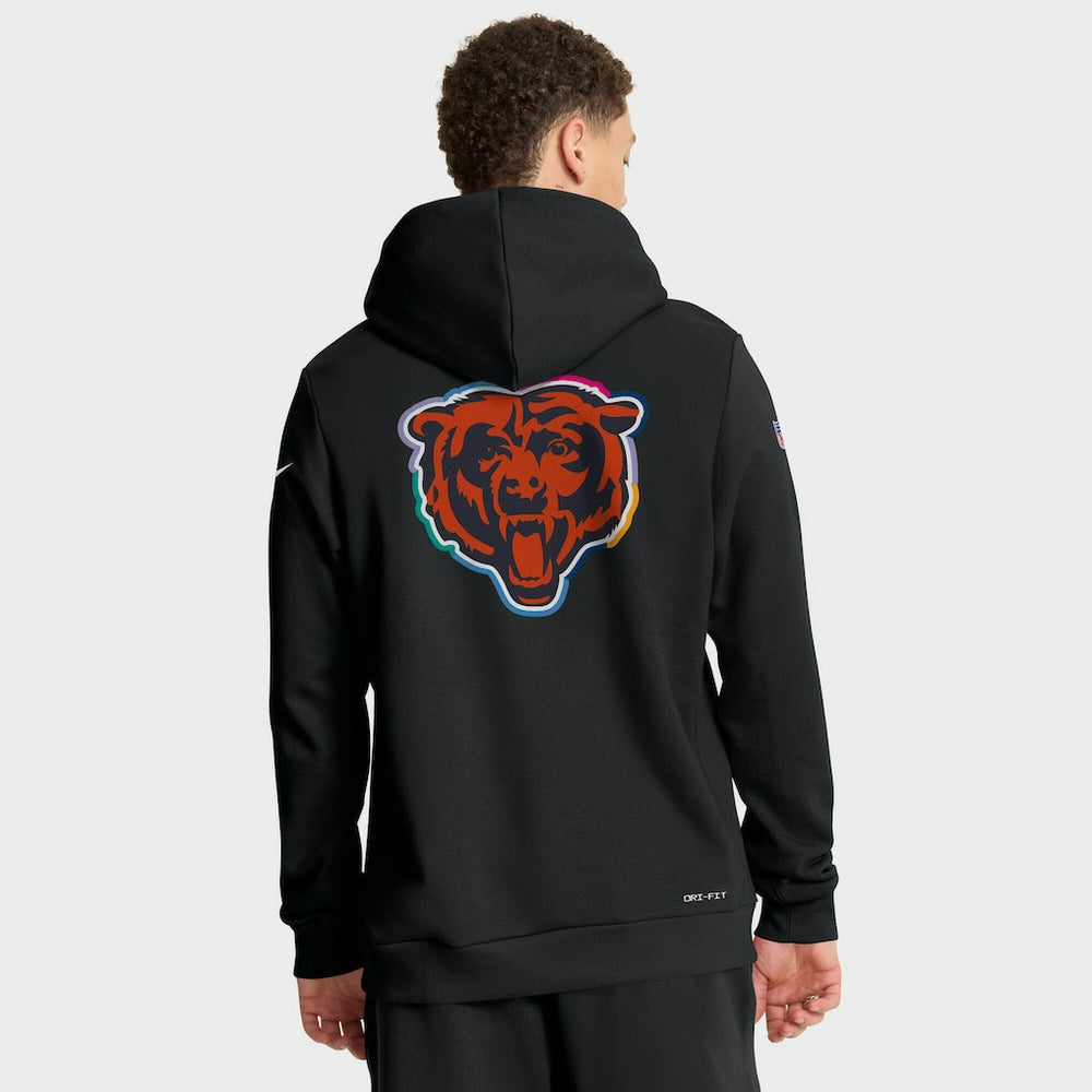 Chicago Bears Tall 2025 NFL Crucial Catch Sideline Standard Issue Dri-FIT Hoodie - Black Hoodies