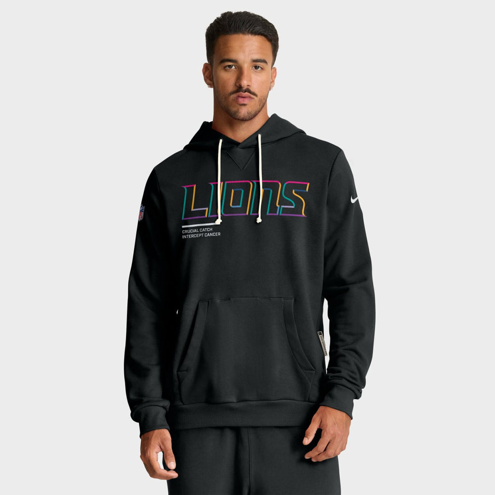 Detroit Lions Tall 2025 NFL Crucial Catch Sideline Standard Issue Dri-FIT Hoodie - Black Hoodies