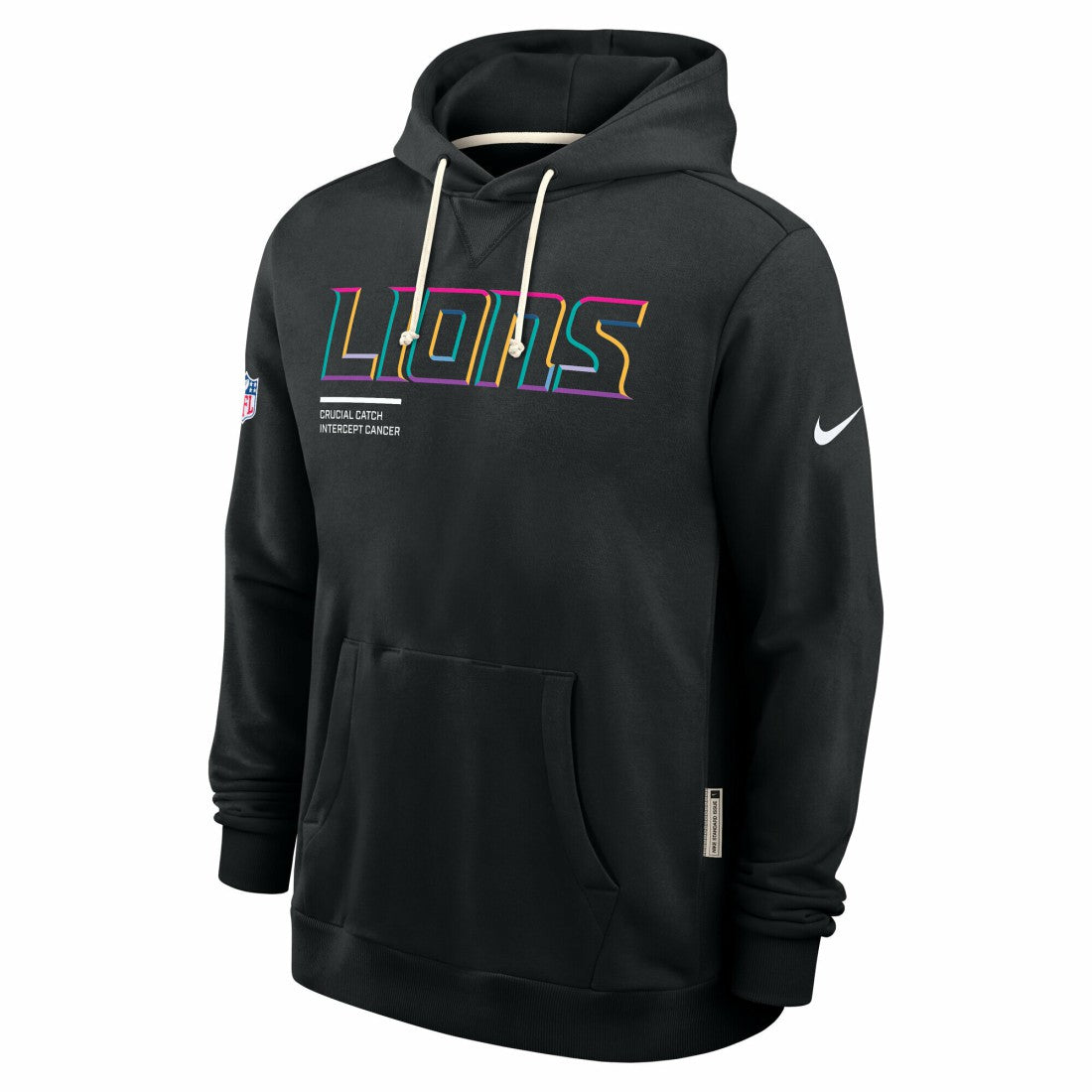 Detroit Lions Tall 2025 NFL Crucial Catch Sideline Standard Issue Dri-FIT Hoodie - Black Hoodies