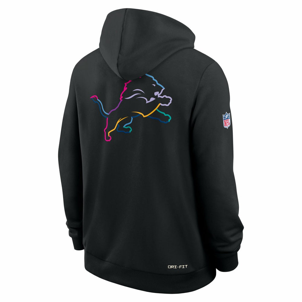 Detroit Lions Tall 2025 NFL Crucial Catch Sideline Standard Issue Dri-FIT Hoodie - Black Hoodies