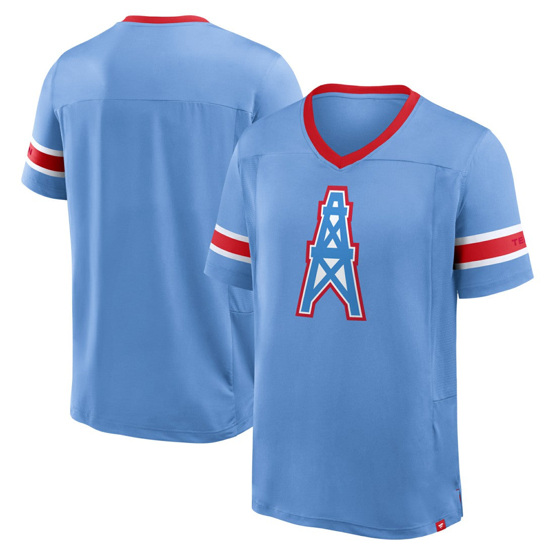 Tennessee Titans Oilers Throwback Hometown Premium Hashmark V-Neck T-Shirt - Light Blue T-shirts