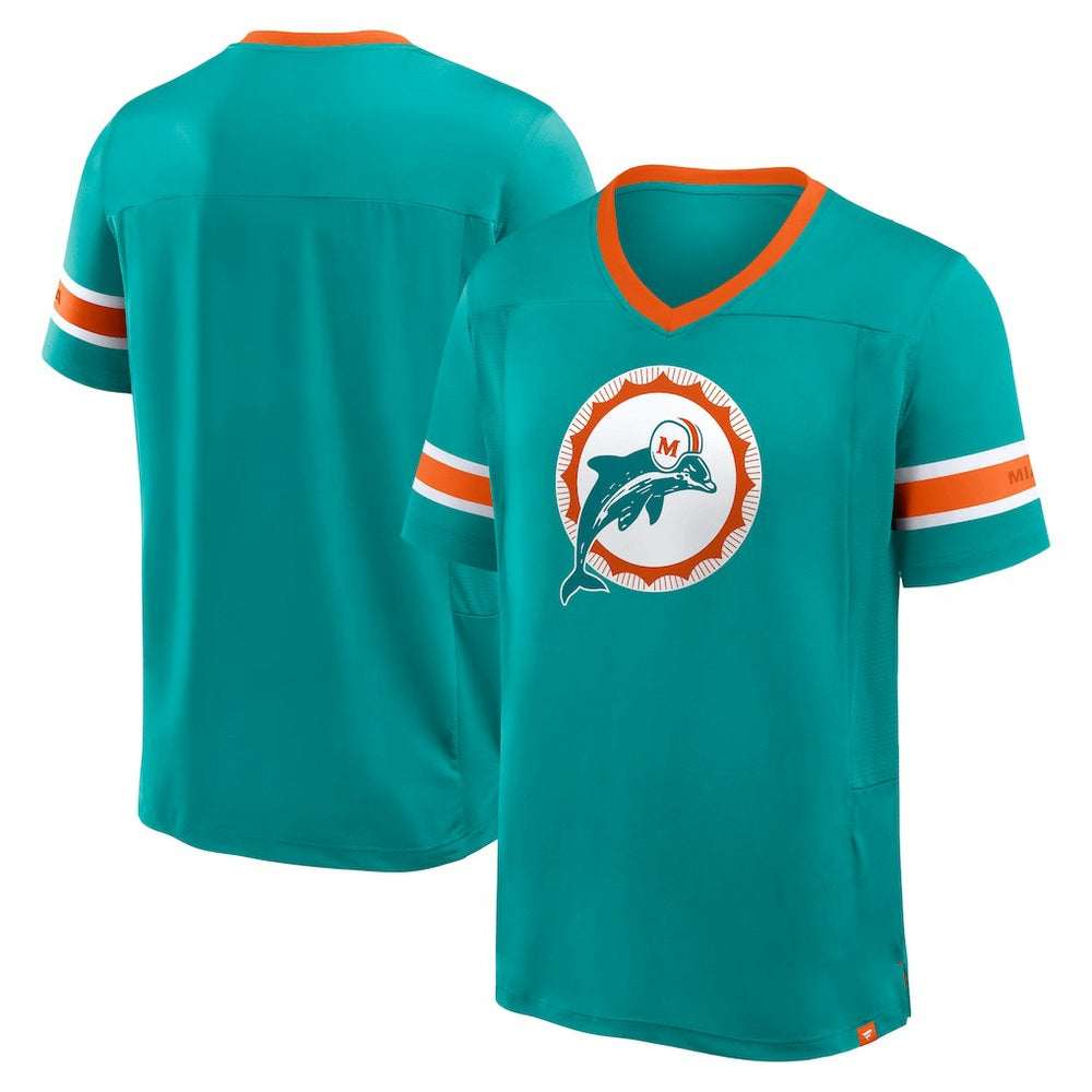Miami Dolphins Hometown Premium Hashmark V-Neck T-Shirt - Aqua T-shirts