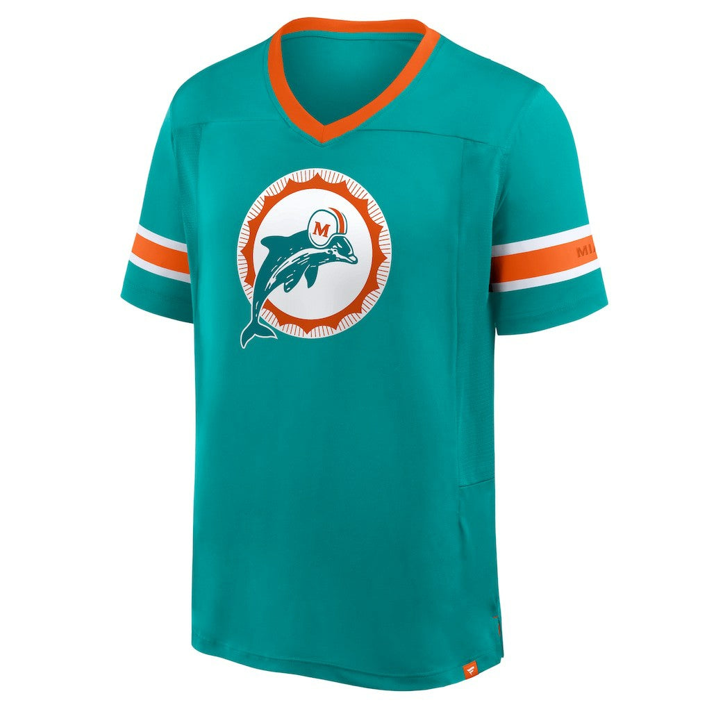 Miami Dolphins Hometown Premium Hashmark V-Neck T-Shirt - Aqua T-shirts