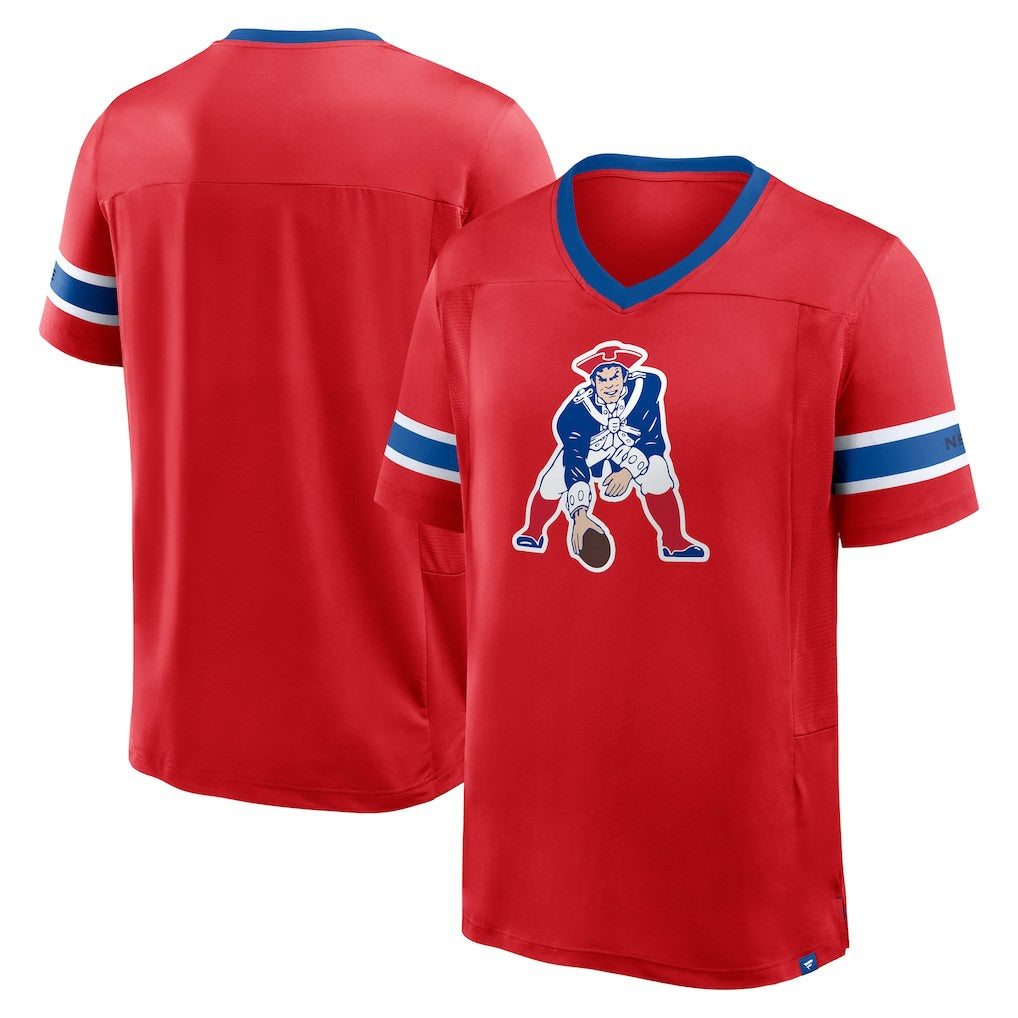 New England Patriots Hometown Premium Hashmark V-Neck T-Shirt - Red T-shirts
