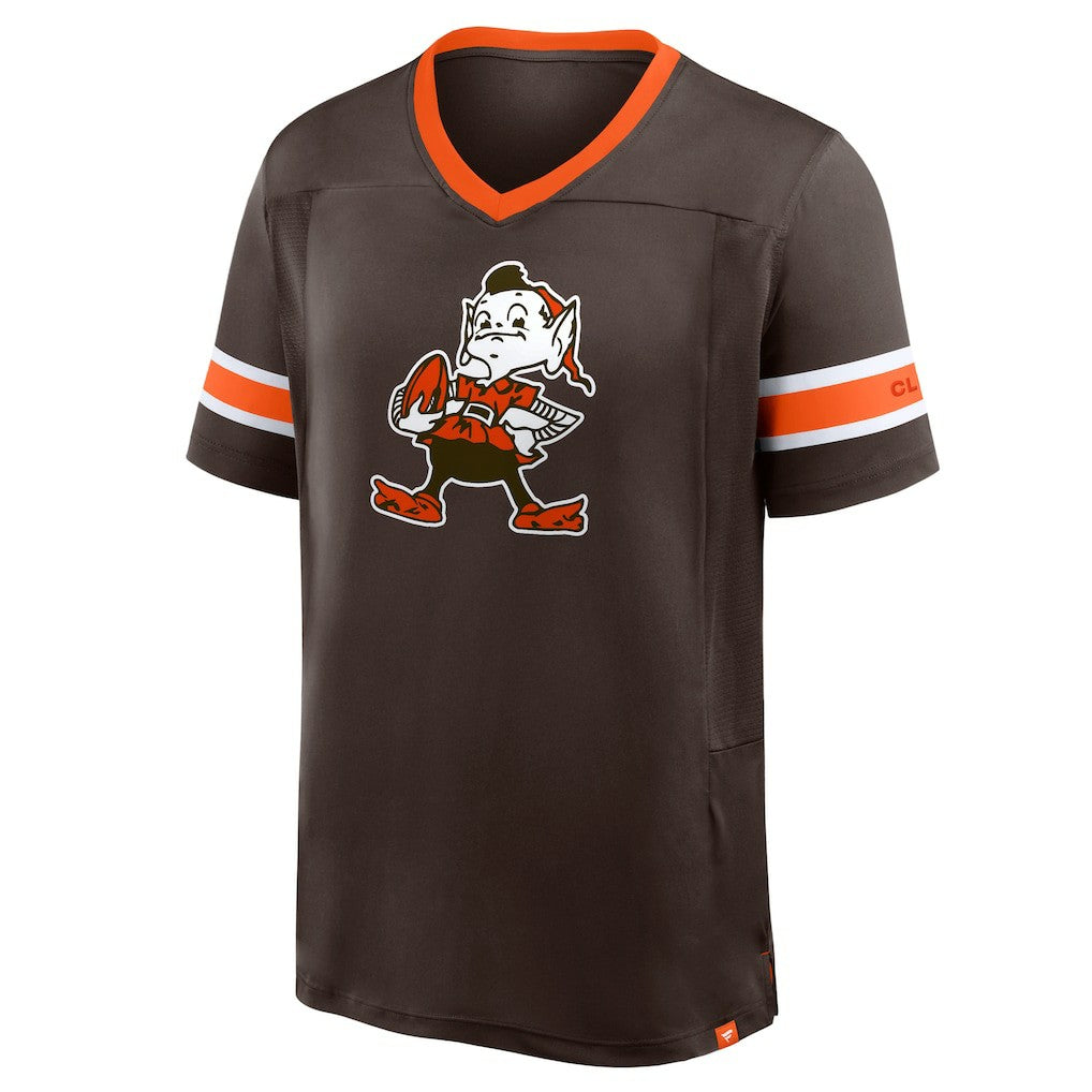 Cleveland Browns Hometown Premium Hashmark V-Neck T-Shirt - Brown T-shirts