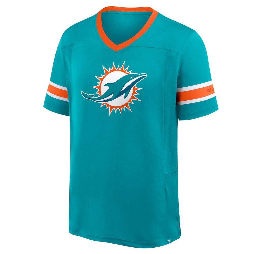 Miami Dolphins Hometown Premium Hashmark V-Neck T-Shirt - Aqua T-shirts