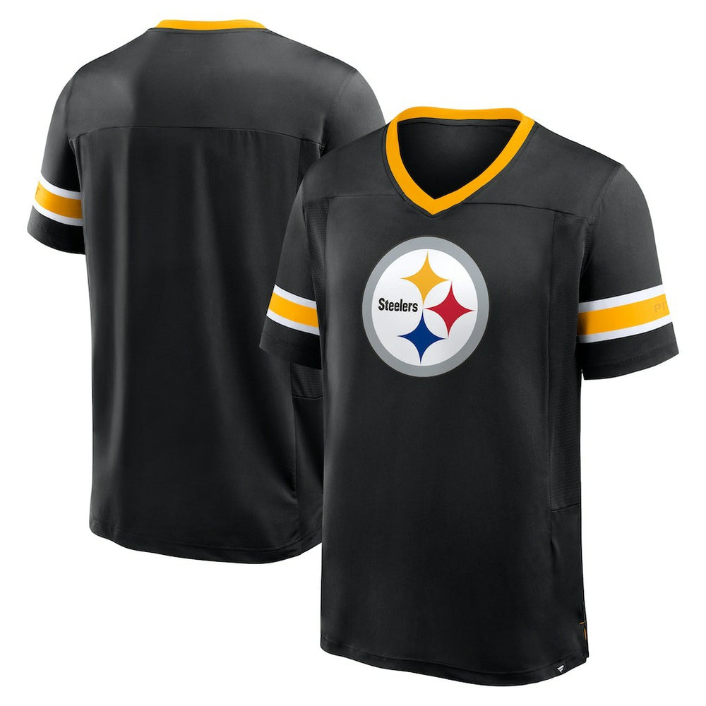 Pittsburgh Steelers Hometown Premium Hashmark V-Neck T-Shirt - Black T-shirts