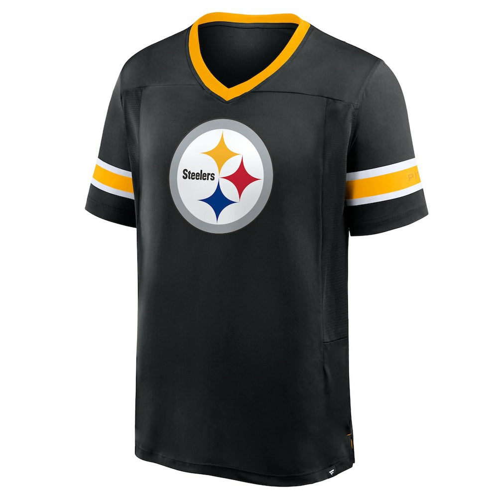 Pittsburgh Steelers Hometown Premium Hashmark V-Neck T-Shirt - Black T-shirts