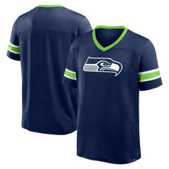 Seattle Seahawks Hometown Premium Hashmark V-Neck T-Shirt - College Navy T-shirts