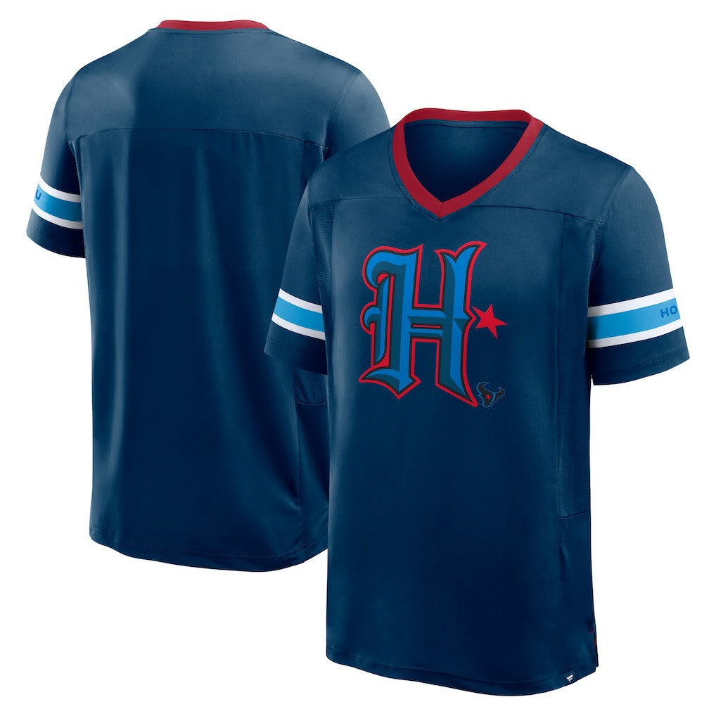 Houston Texans Redzone Hashmark V-Neck T-Shirt - Navy T-shirts