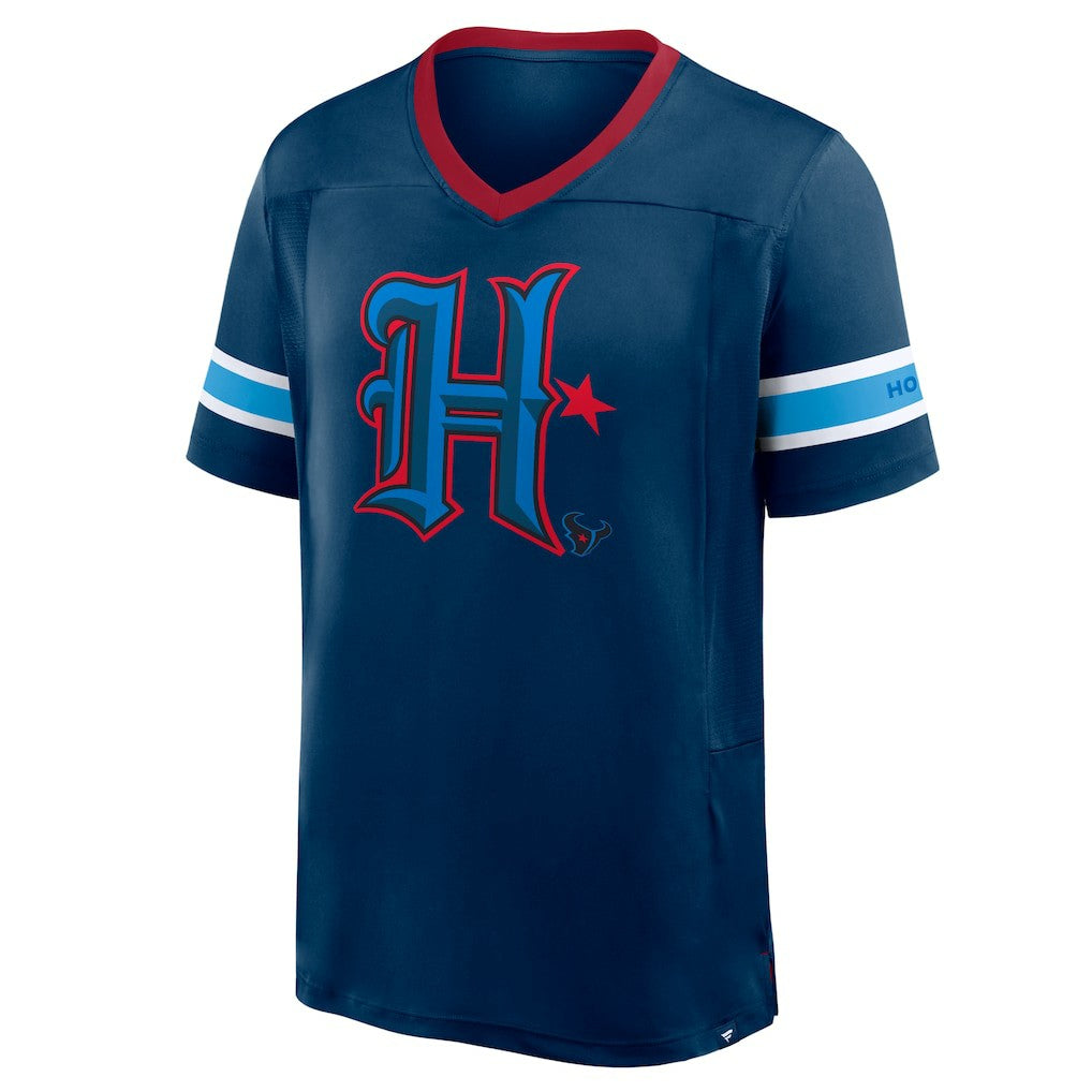 Houston Texans Redzone Hashmark V-Neck T-Shirt - Navy T-shirts