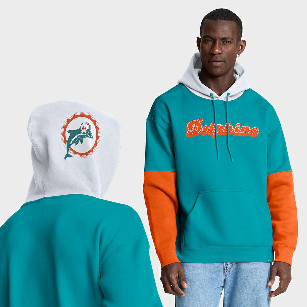 Miami Dolphins Helmet Retro Pullover Hoodie - Aqua Hoodies