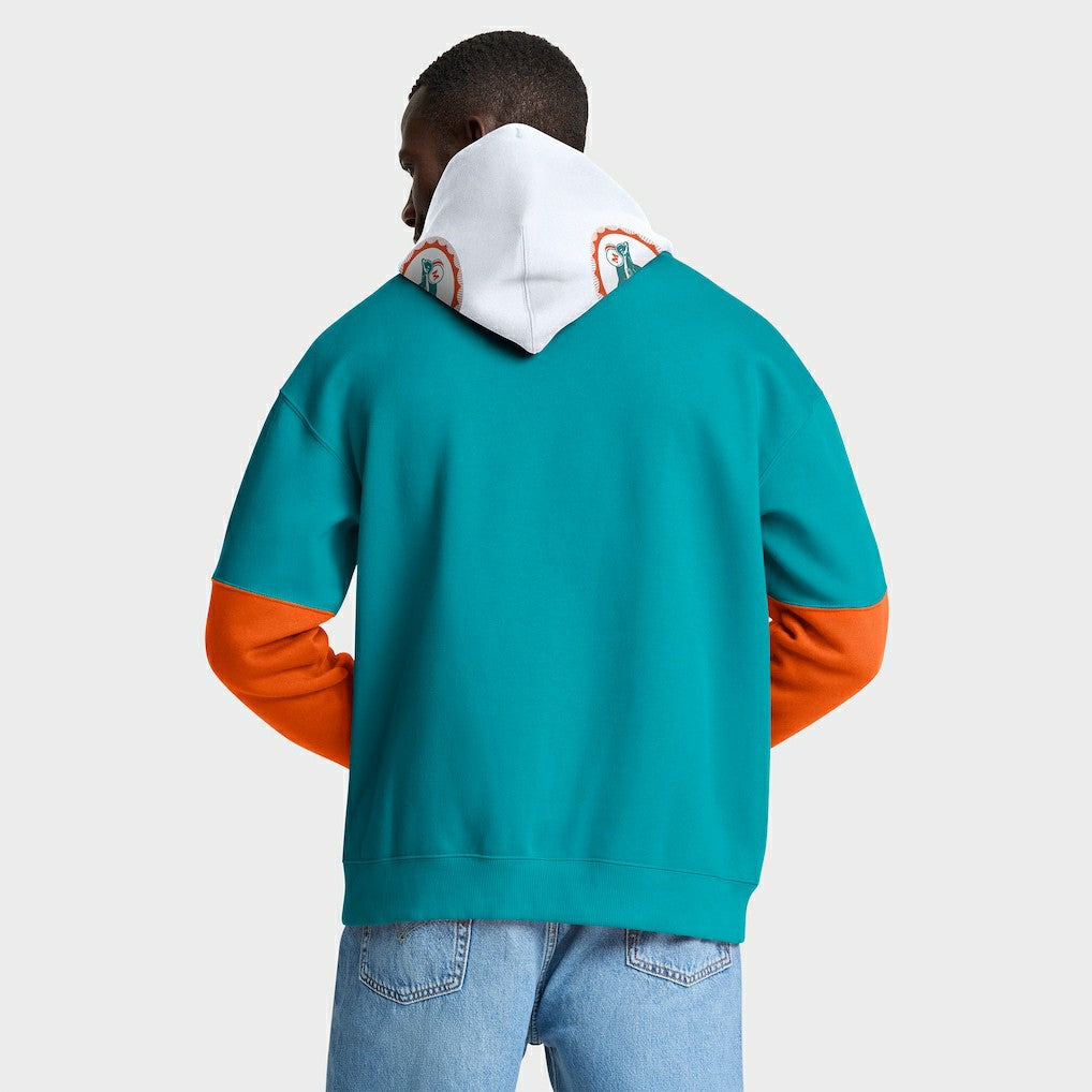 Miami Dolphins Helmet Retro Pullover Hoodie - Aqua Hoodies