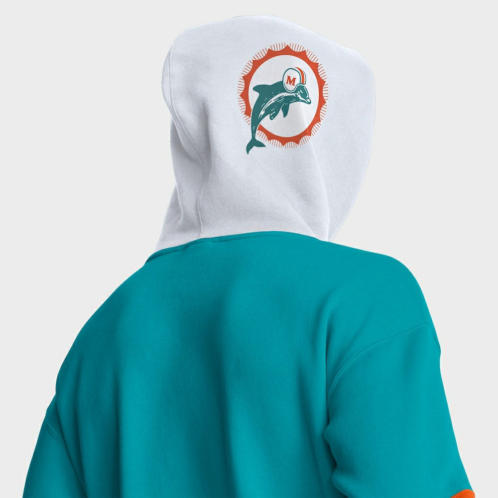 Miami Dolphins Helmet Retro Pullover Hoodie - Aqua Hoodies