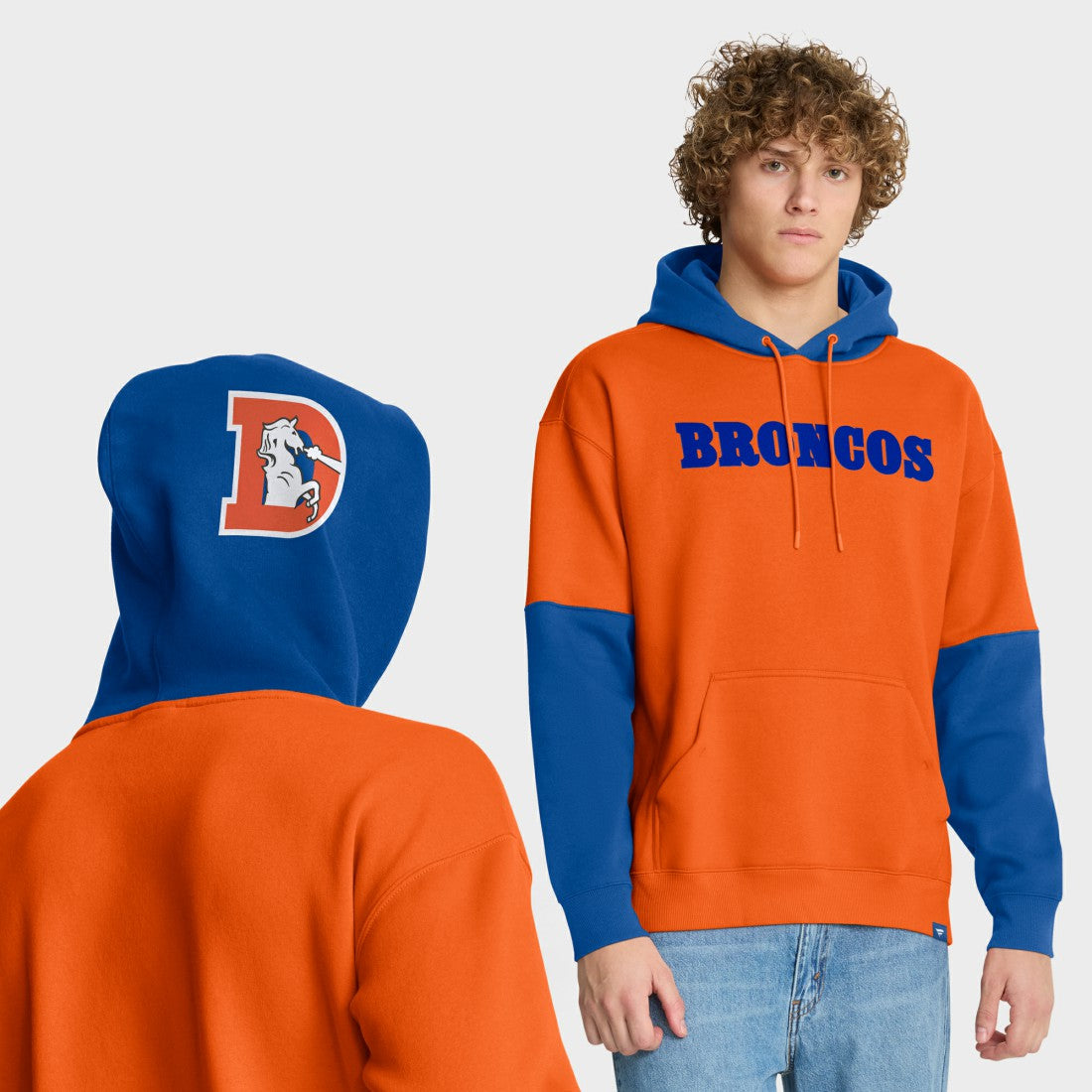 Denver Broncos Helmet Retro Pullover Hoodie - Orange Hoodies