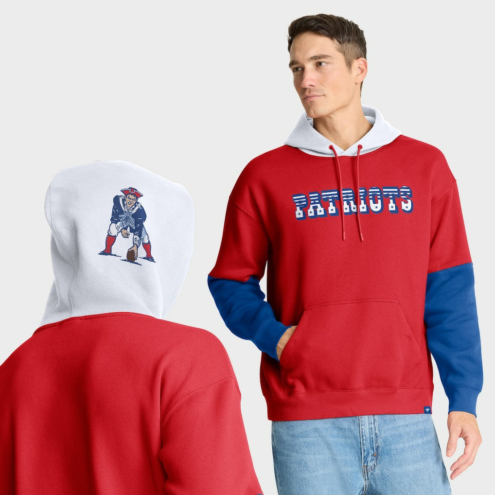 New England Patriots Helmet Retro Pullover Hoodie - Red Hoodies