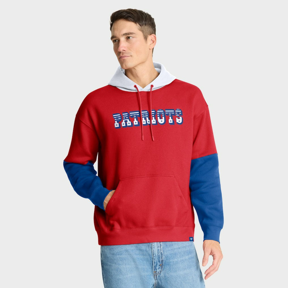 New England Patriots Helmet Retro Pullover Hoodie - Red Hoodies
