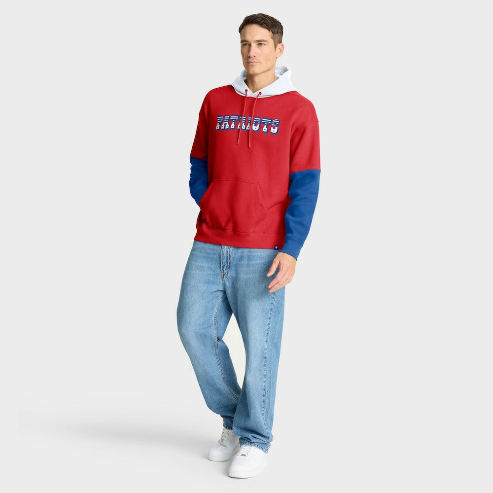 New England Patriots Helmet Retro Pullover Hoodie - Red Hoodies