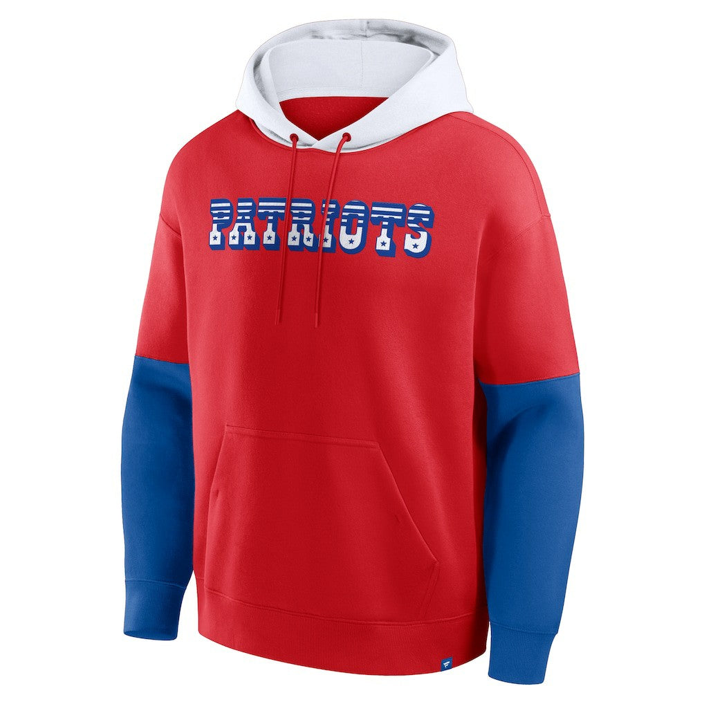 New England Patriots Helmet Retro Pullover Hoodie - Red Hoodies