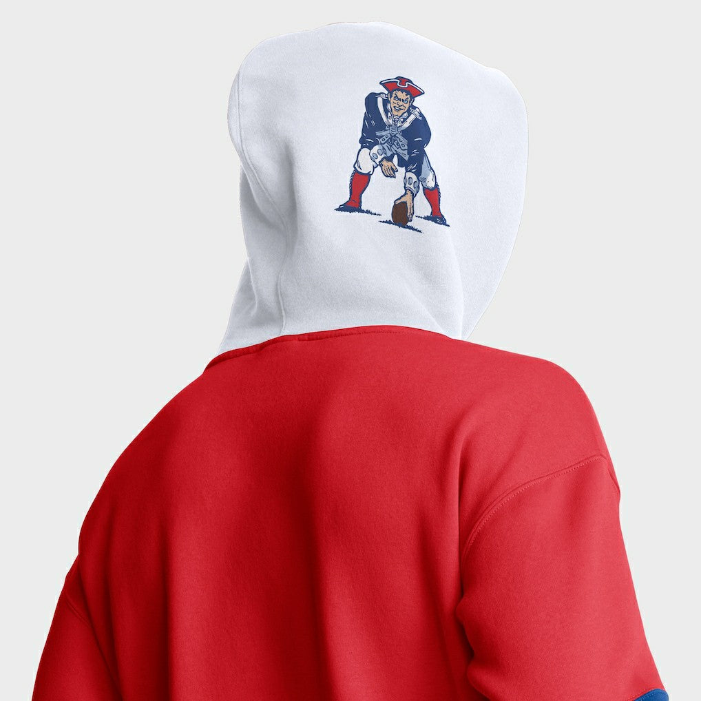 New England Patriots Helmet Retro Pullover Hoodie - Red Hoodies