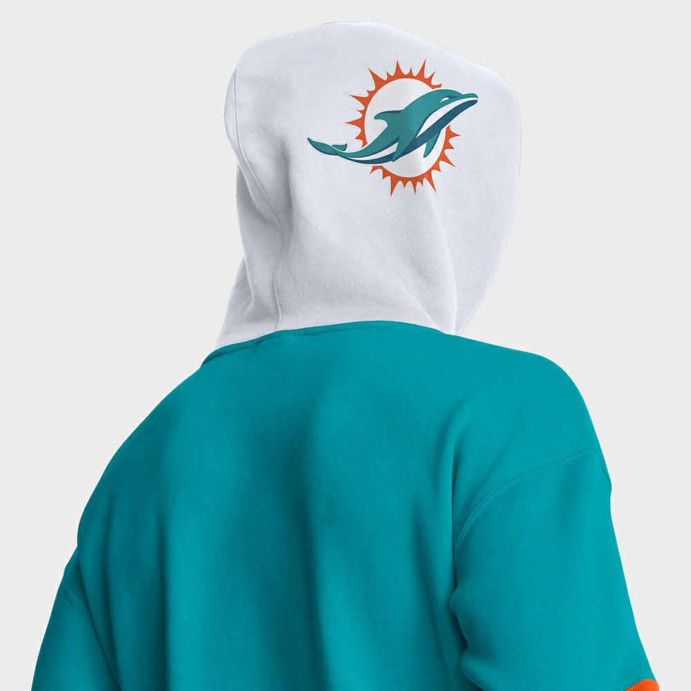 Miami Dolphins Helmet Pullover Hoodie - Aqua Hoodies