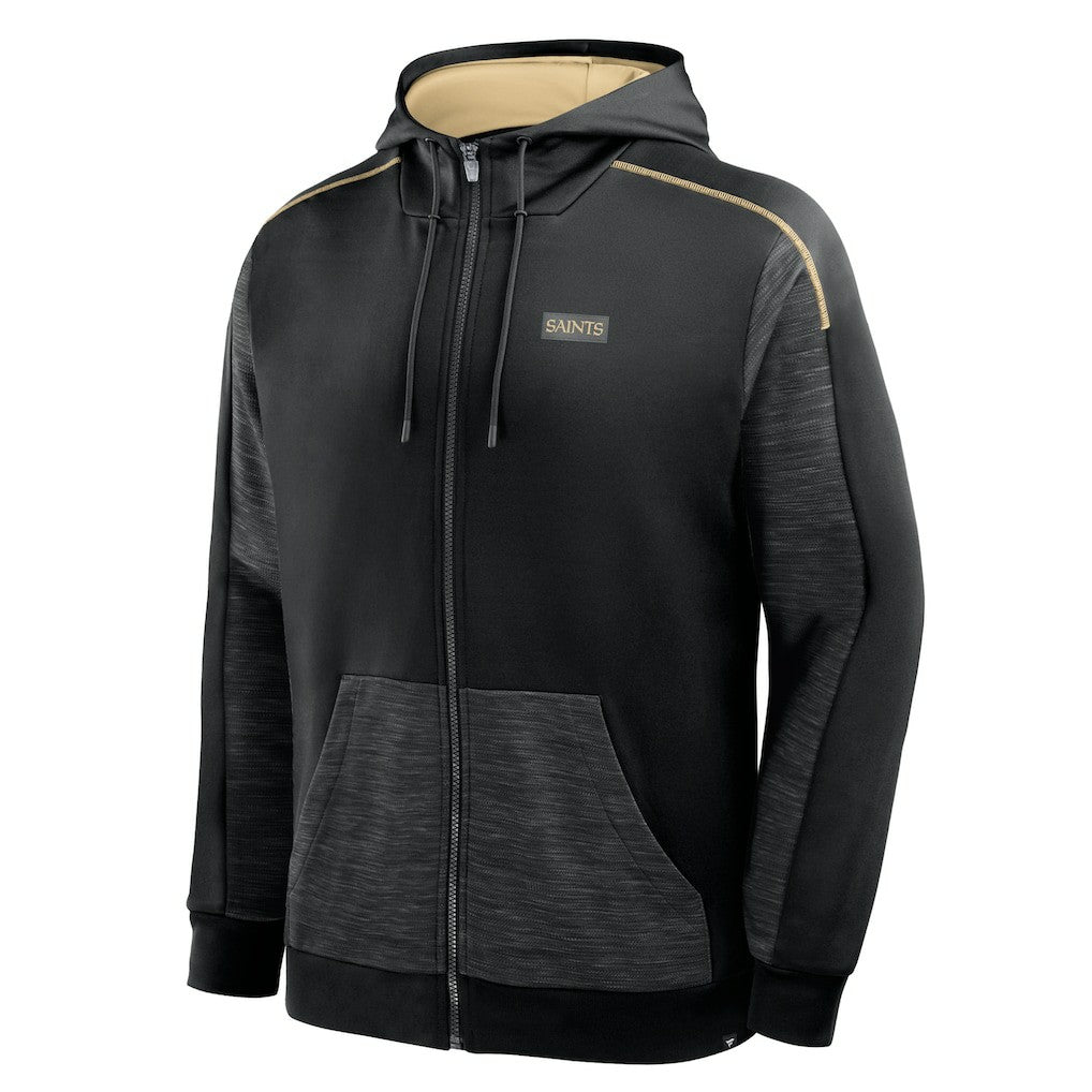 New Orleans Saints Checkdown Pass Full-Zip Hoodie - Black Hoodies