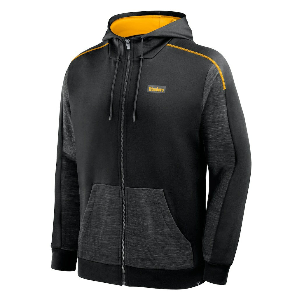 Pittsburgh Steelers Checkdown Pass Full-Zip Hoodie - Black Hoodies