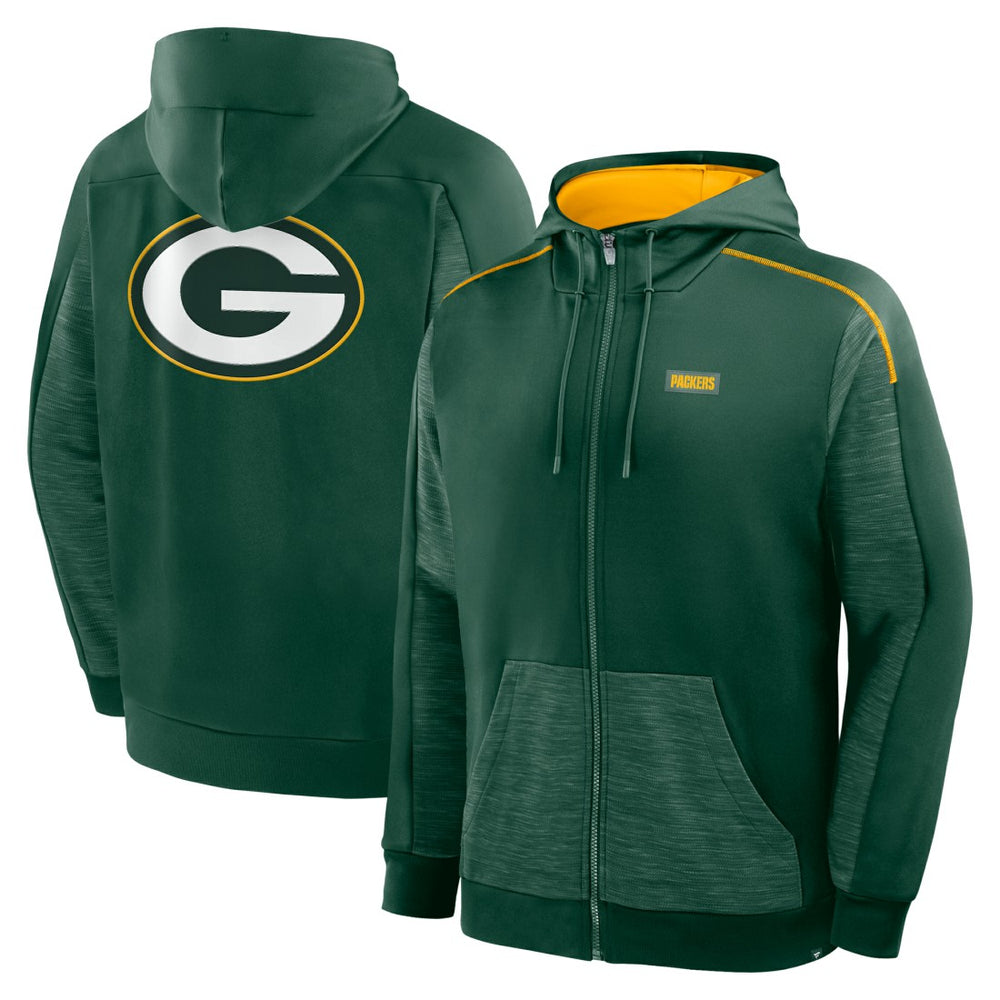 Green Bay Packers Checkdown Pass Full-Zip Hoodie - Green Hoodies