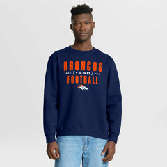 Denver Broncos Powerful Throw Legacy Pullover Sweatshirt - Navy Pullover