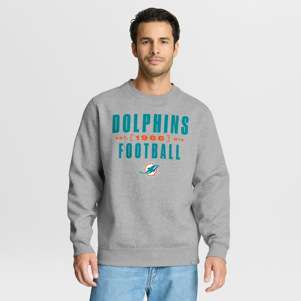 Miami Dolphins Powerful Throw Legacy Pullover Sweatshirt - Heather Gray Pullover