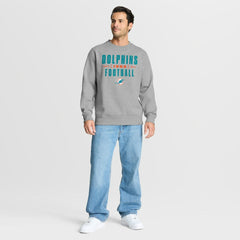 Miami Dolphins Powerful Throw Legacy Pullover Sweatshirt - Heather Gray Pullover