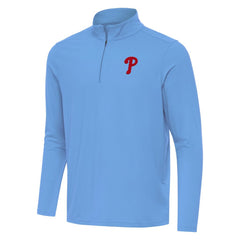 Philadelphia Phillies Antigua Intent Quarter-Zip Top - Powder Blue Tops