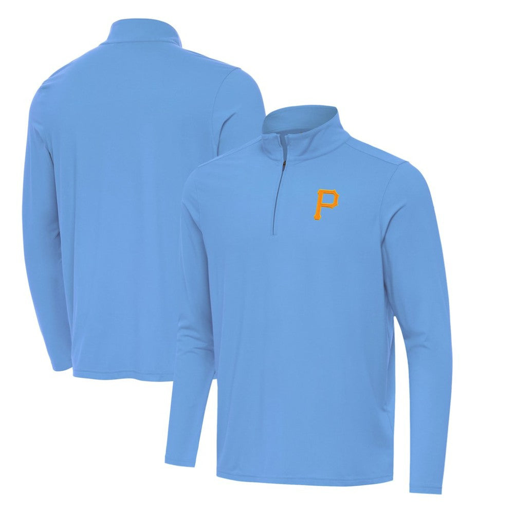 Pittsburgh Pirates Antigua Intent Quarter-Zip Top - Powder Blue Tops