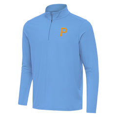 Pittsburgh Pirates Antigua Intent Quarter-Zip Top - Powder Blue Tops