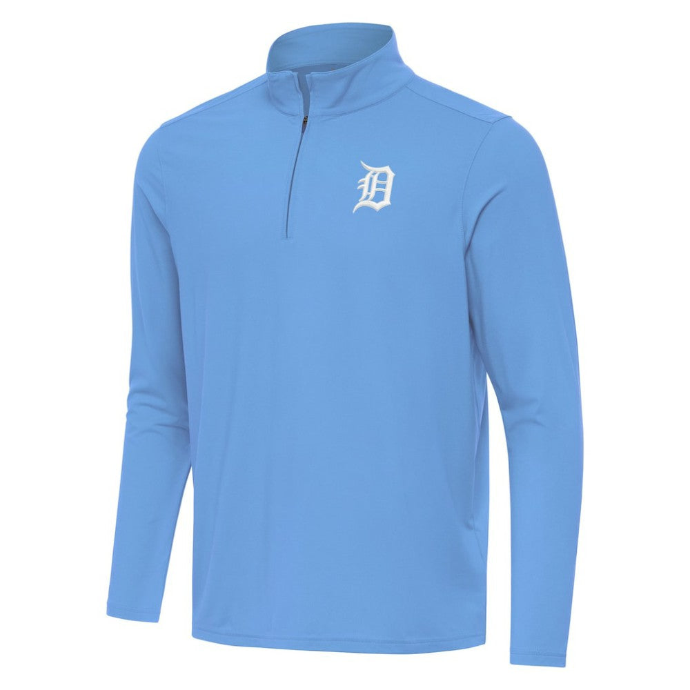 Detroit Tigers Antigua Intent Quarter-Zip Top - Powder Blue Tops