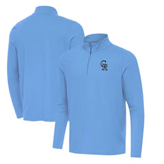 Colorado Rockies Antigua Intent Quarter-Zip Top - Powder Blue Tops