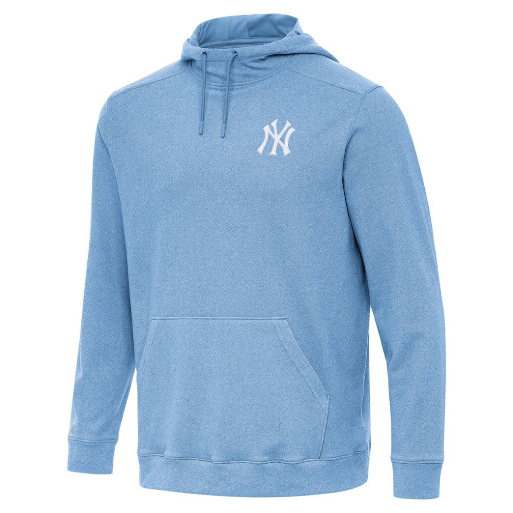 New York Yankees Antigua Cloud Pullover Hoodie - Heather Powder Blue Hoodies