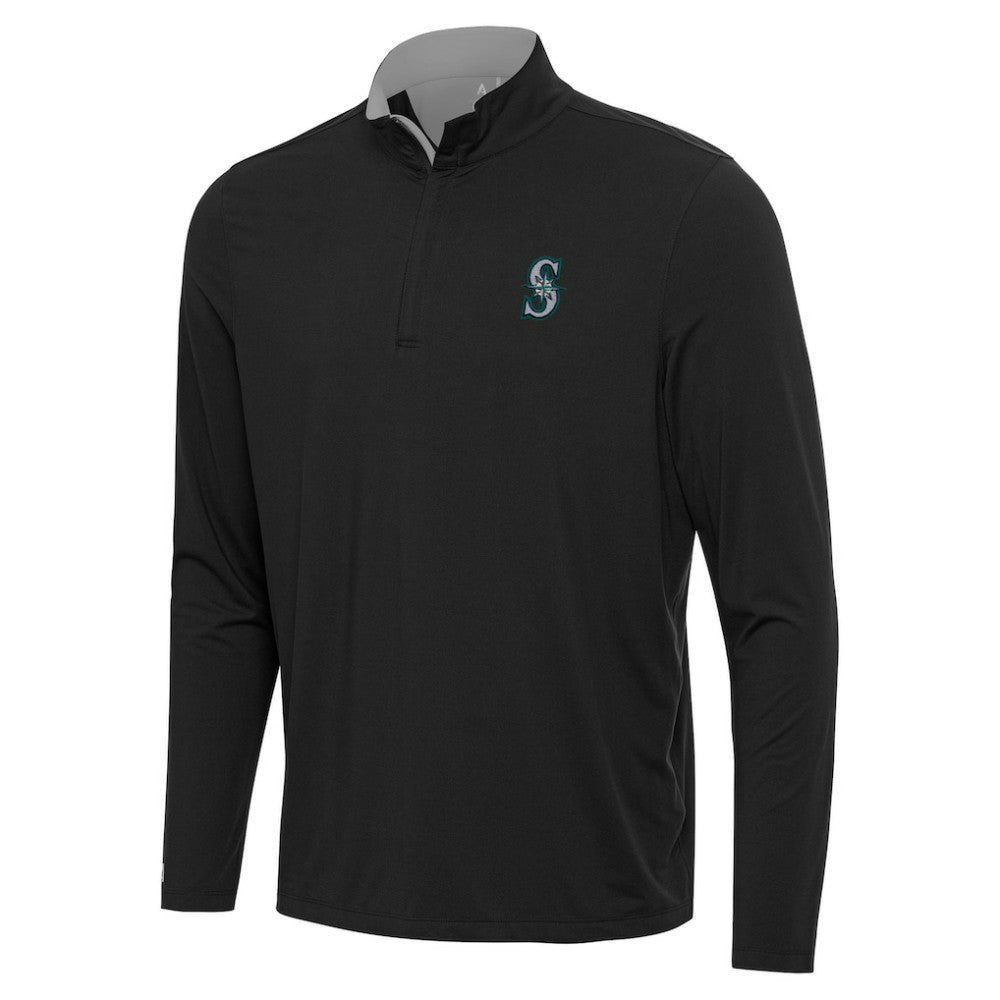 Seattle Mariners Antigua Content Quarter-Zip Top - Black Tops